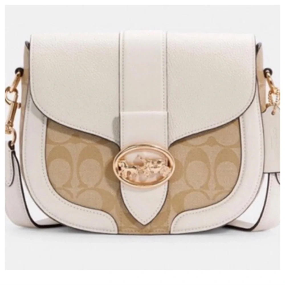 Signature coated canvas, smooth leather and refined pebble leather bag - Picture 1 of 4